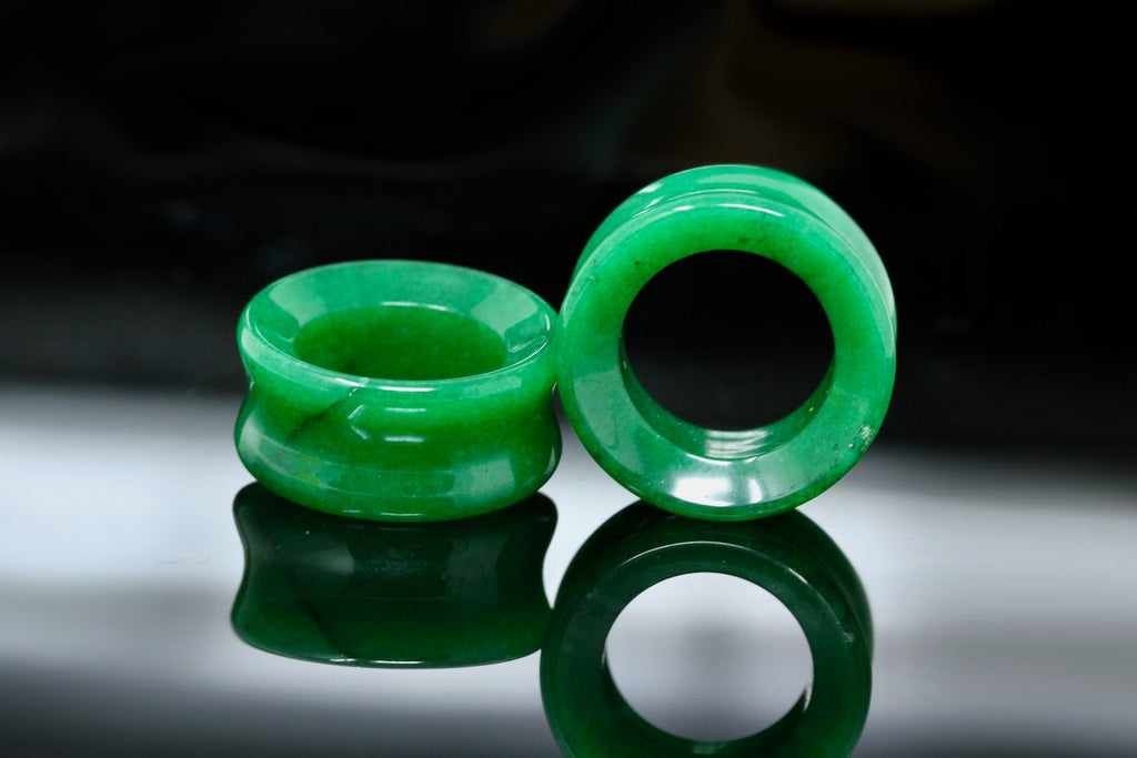 Green Jade Tunnels - Plugs for your Stretched Ears (Pair) PH160