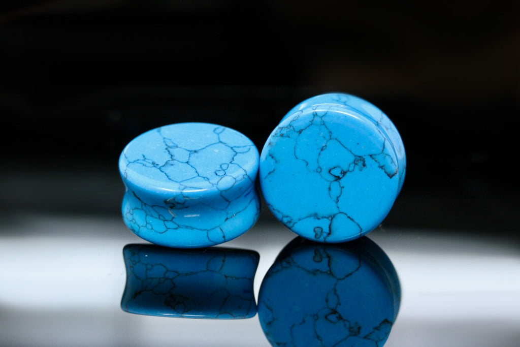 Blue Howlite Plugs for stretched ears (Pair) - PH50