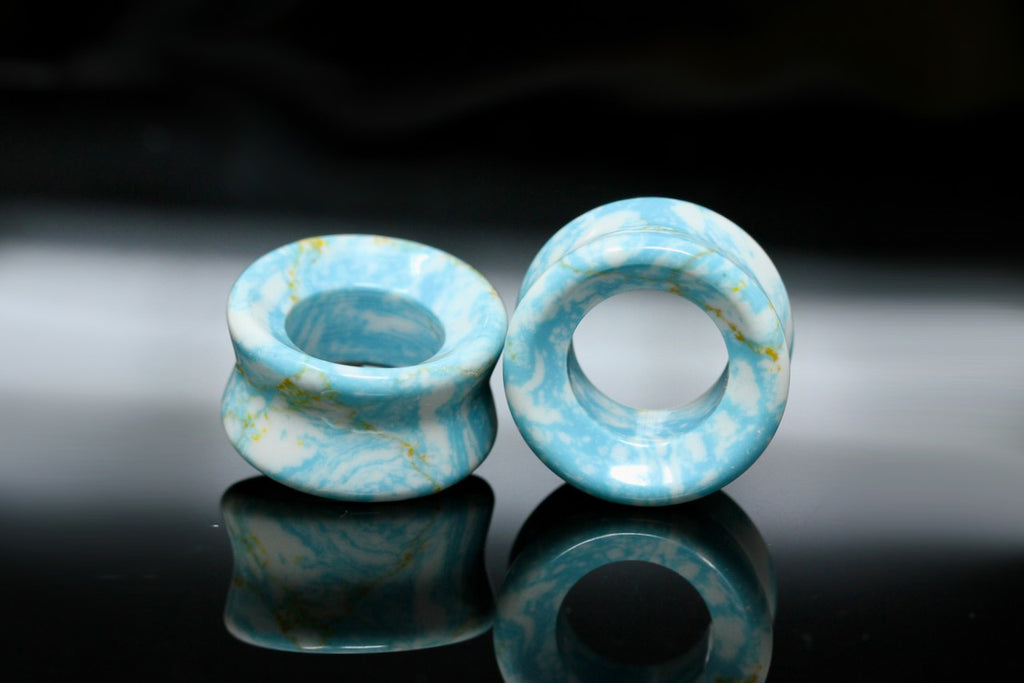 Aqua Haze Tunnels - Double Flared Tunnels (Pair) - PH157