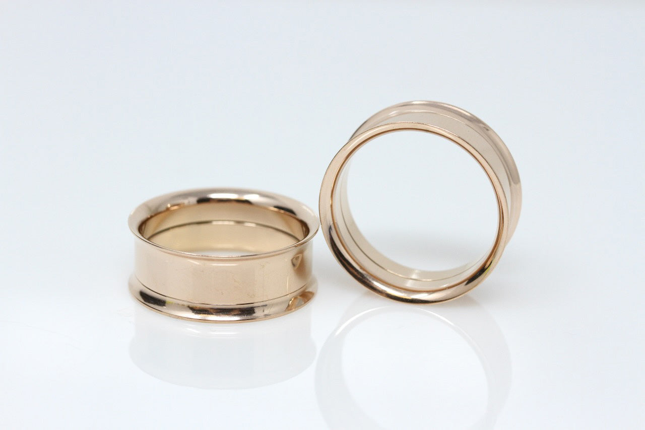 Rose Gold Stainless Steel Tunnels - Screw on Tunnel (Pair) - PSS217