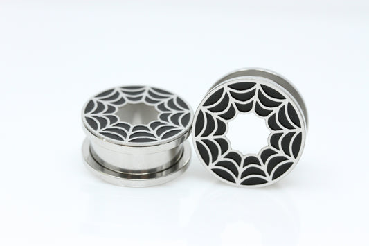 Dark Web Stainless Steel Tunnels - Screw on Tunnel (Pair) - PSS204