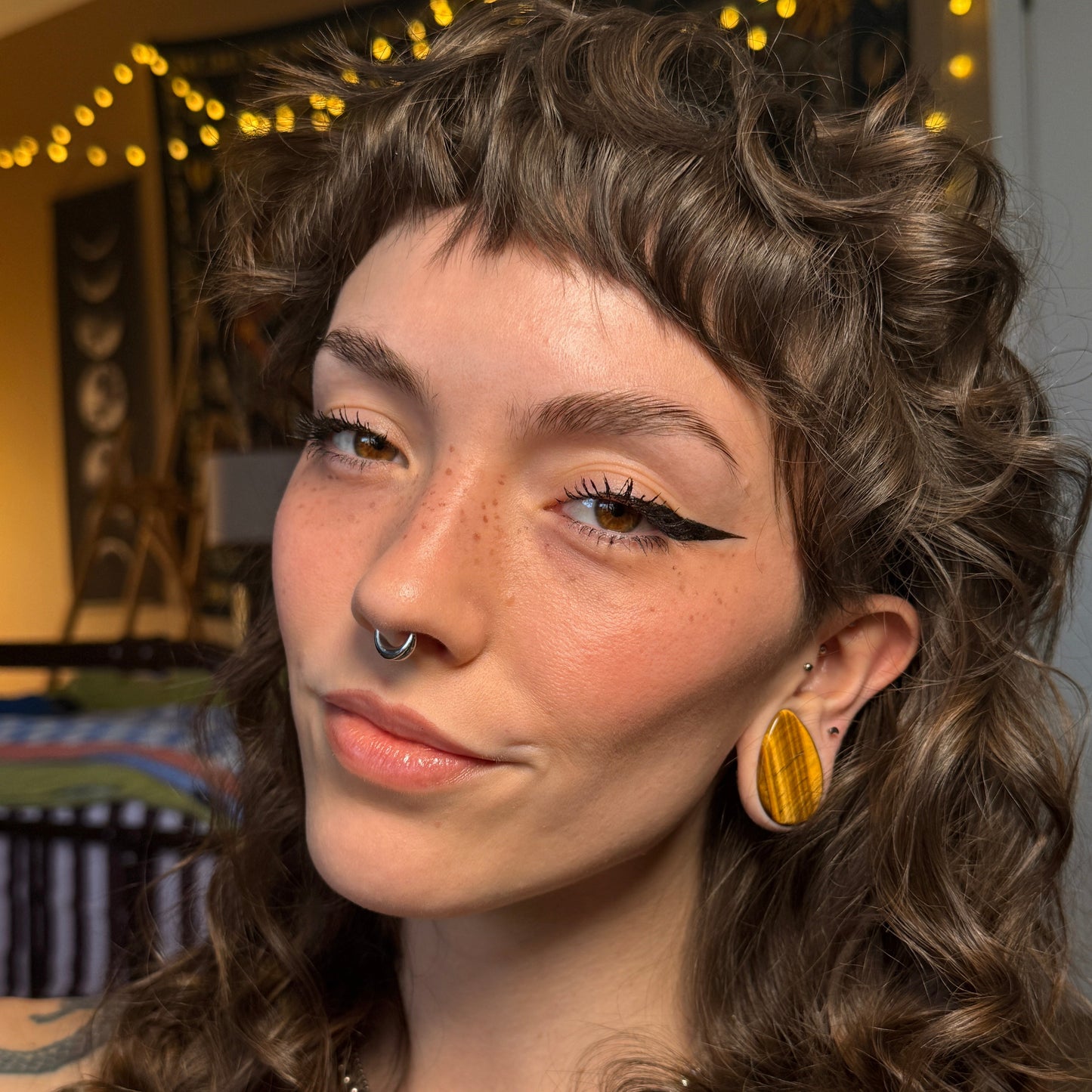 Tiger Eye Teardrop Plugs - Double Flared Tigereye Plugs (Pair) - PH118