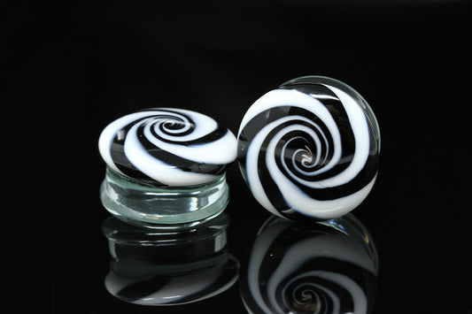 Beetlejuice  Pinwheel Glass Plugs (Pair) - G065