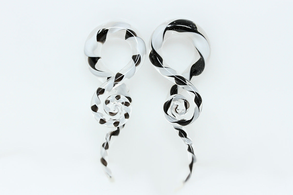 Black / White / Clear Twisting Hanger Plugs (Pair) - G070