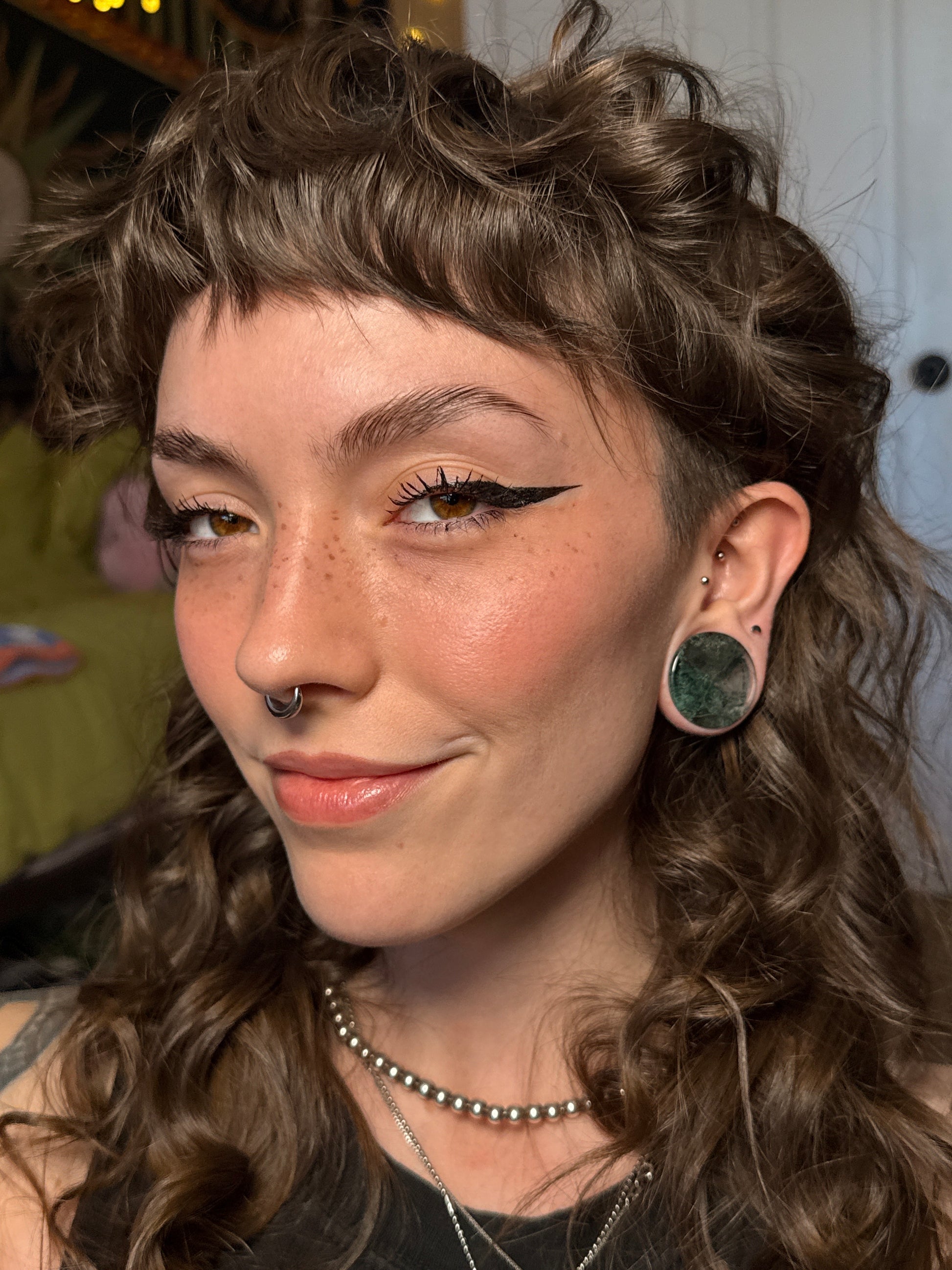 gauged ear moss agate plugs