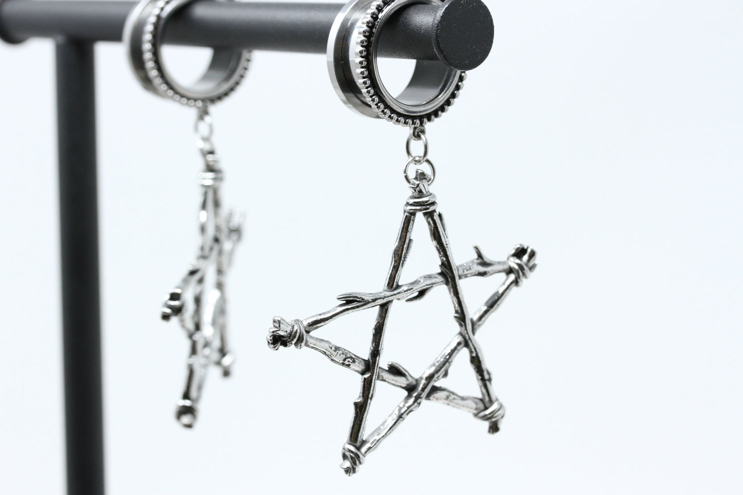 Pentagram Danglers - Screw on Tunnel (Pair) - PSS194