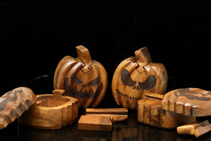 Wooden Pumpkin Puzzle Boxes