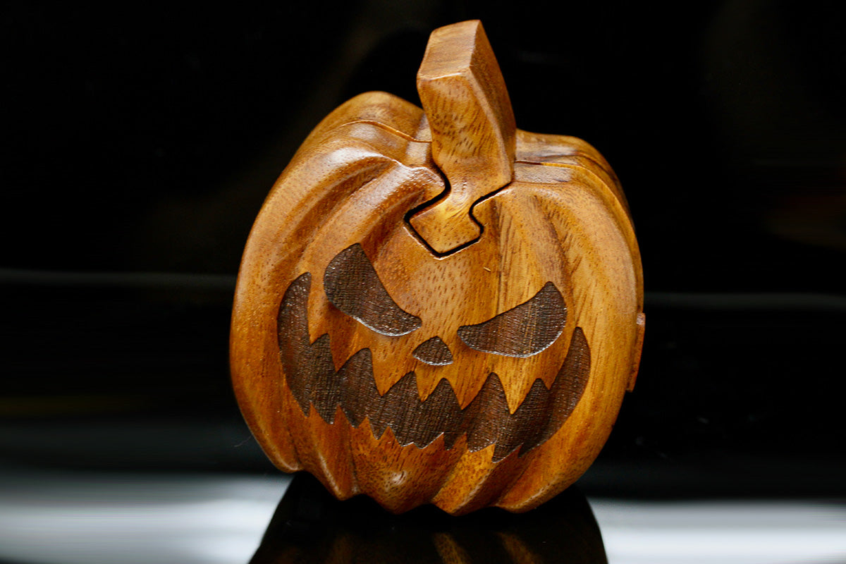 Wooden Pumpkin Puzzle Boxes