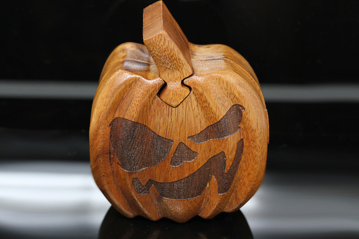 Wooden Pumpkin Puzzle Boxes