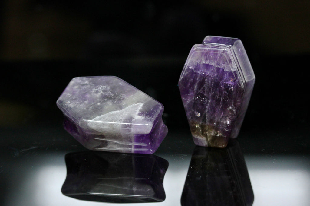 amethyst coffin plugs