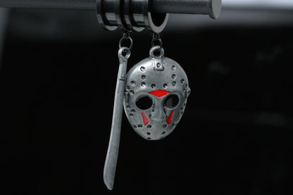 Jason Mask and Machete Danglers - Screw on Tunnel (Pair) - TF128