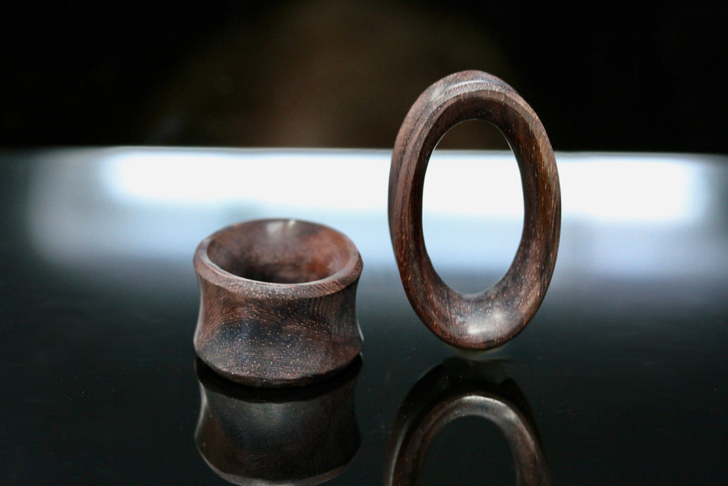 Oval Wood Tunnels for Stretched Ears - Hand Carved (Pair) - PA56