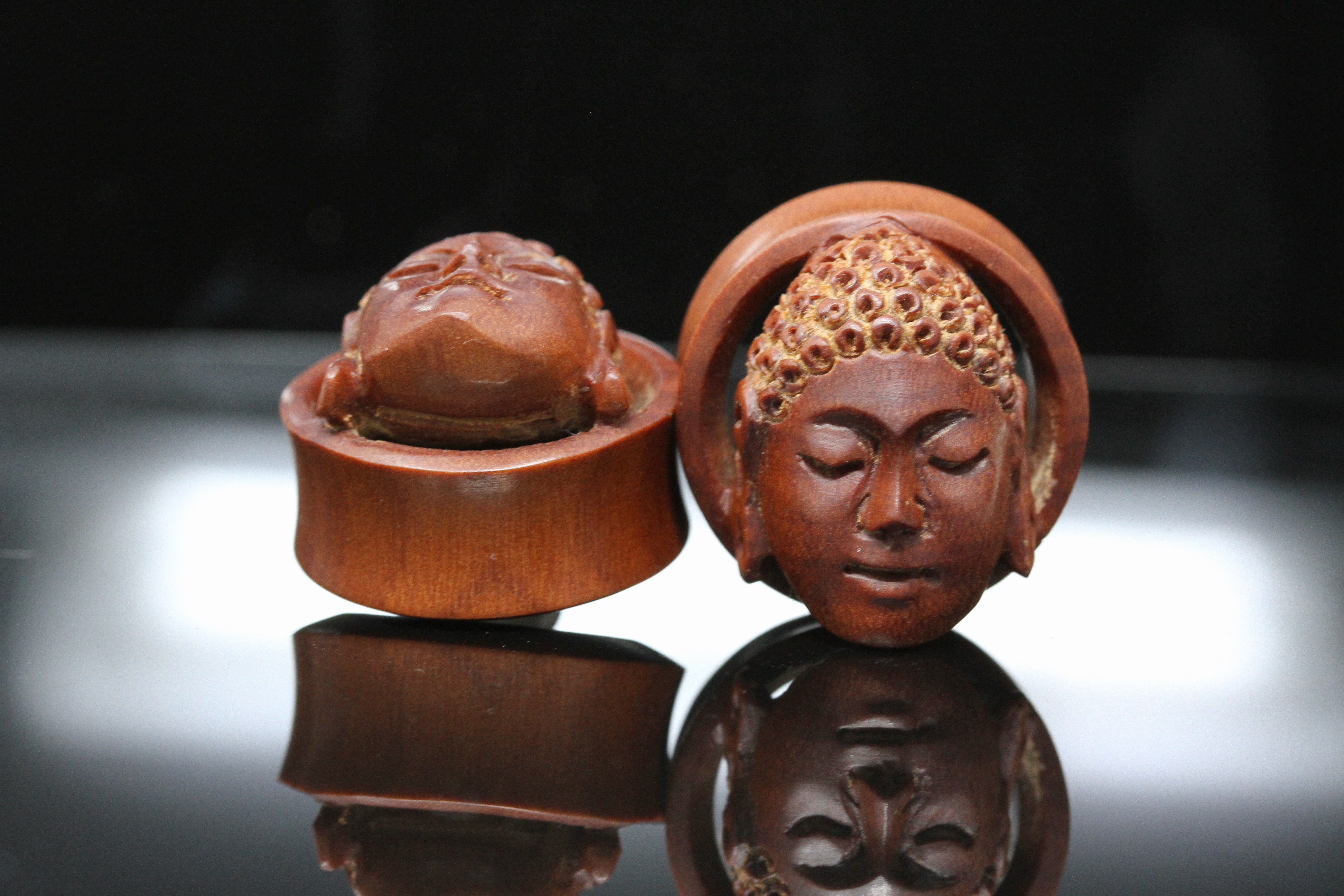Buddha Plugs Stretched Gauged Earrings Pair PA18 Two Feather Plugs