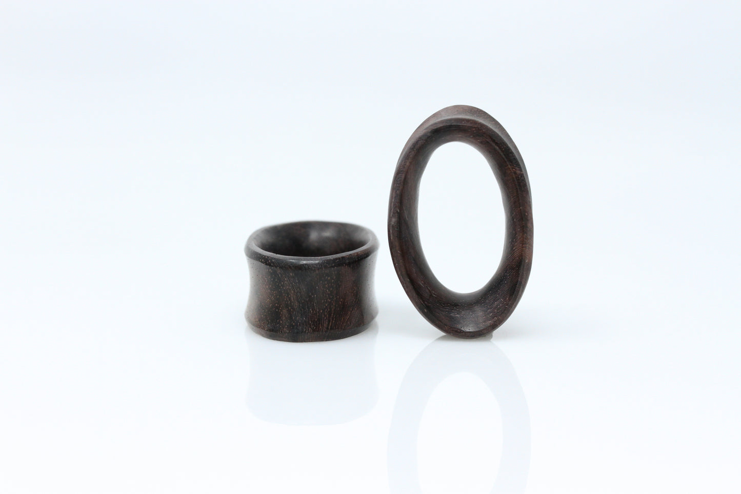 Oval Wood Tunnels for Stretched Ears - Hand Carved (Pair) - PA56