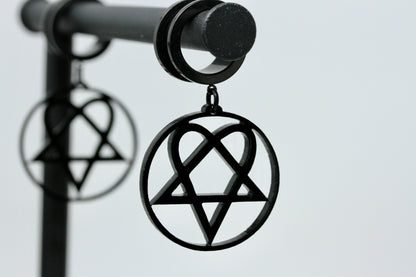 Heartagram Stainless Steel Danglers - Screw on Tunnel (Pair) - TF134