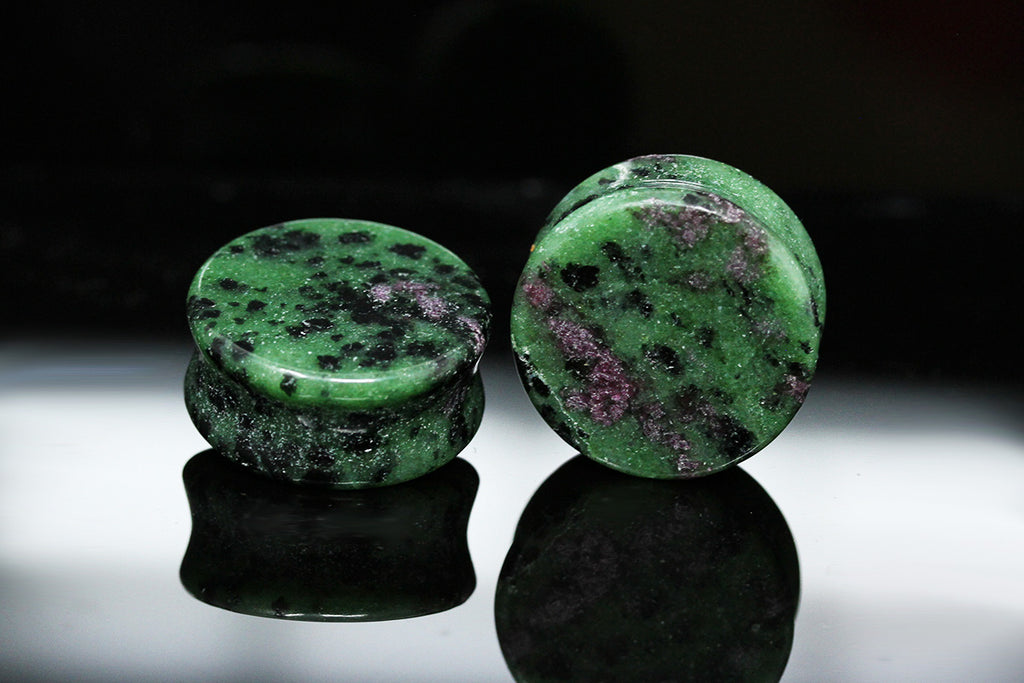 Zoisite Ruby Double Flare Plugs (Pair) - PH164