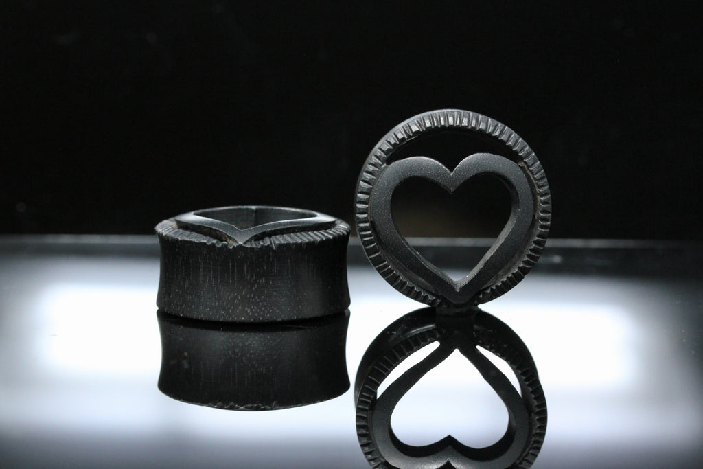 heart tunnel gauges wooden