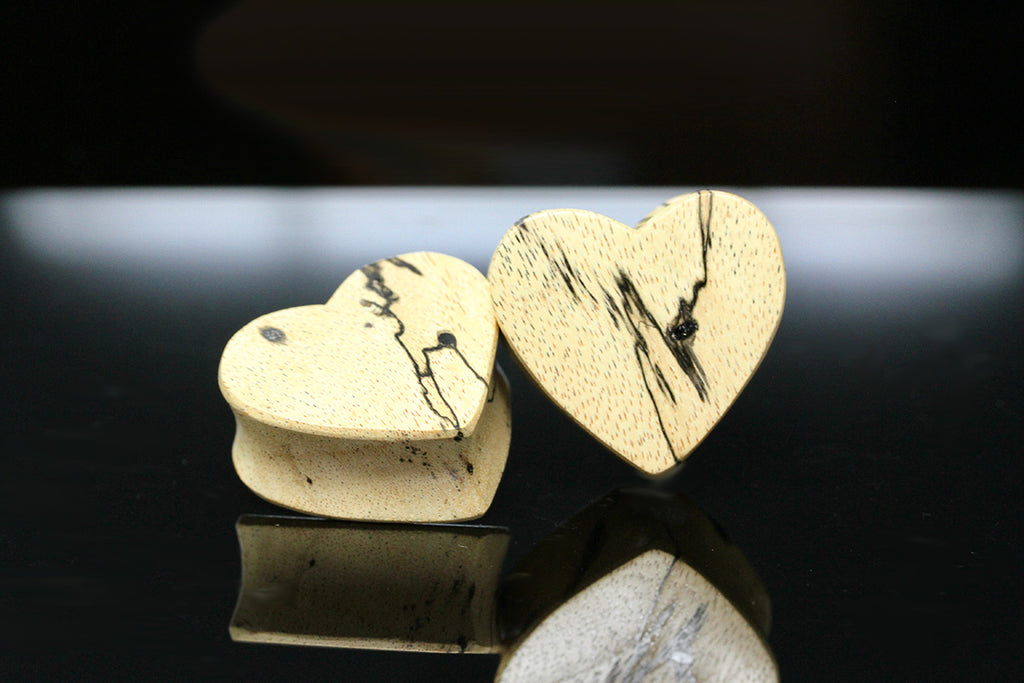 Tamarind Wood Heart Plugs - Wooden Heart Plug (Pair) - PA83