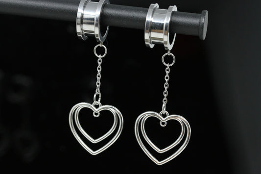 My Valentine Stainless Steel Danglers - Screw on Tunnel (Pair) - TF136