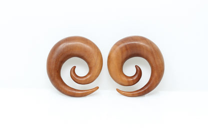 wooden spiral gauged ears