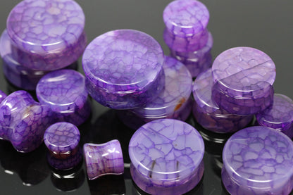 Purple Dragon Glass Plugs for stretched ears (Pair) - PH51