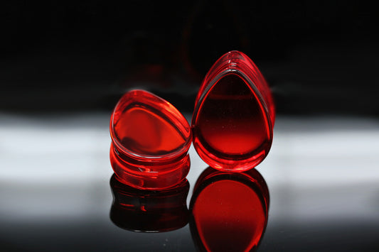 Phoenix Tears Red Glass Teardrop Plugs - (Pair) - PH182