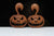 Carved Wood Pumpkin Hangers - Hand Carved Plugs (Pair) - A071