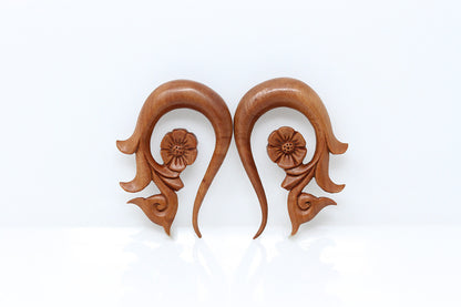 Forget Me Not Wood Hangers - Carved Hangers (Pair) - A075