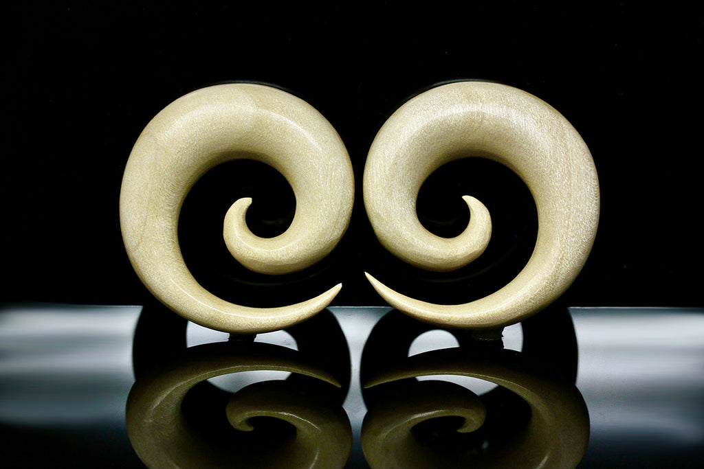 Carved Wooden Ear Spirals - Wood Spirals(Pair) - E008