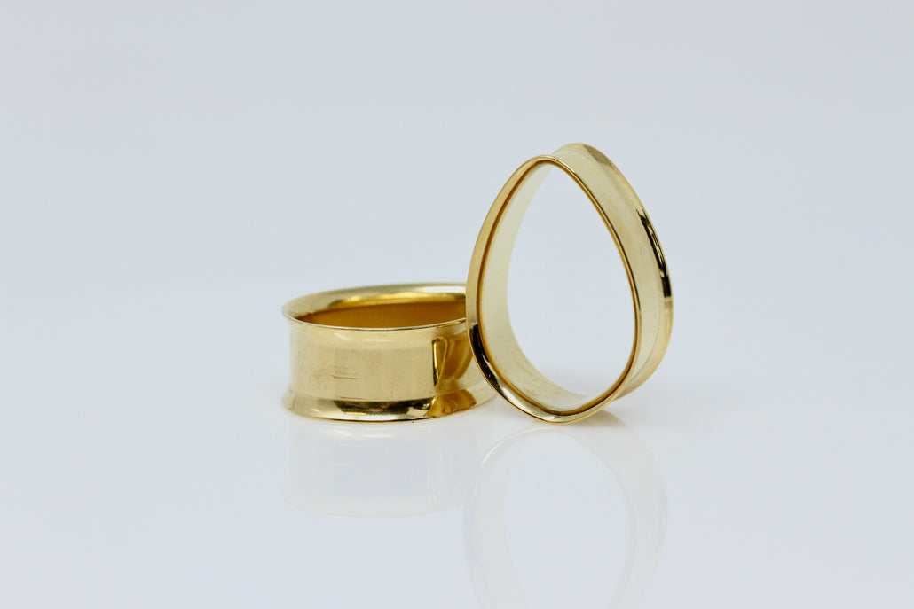 Gold Stainless Steel Teardrop Tunnels (Pair) - PSS156