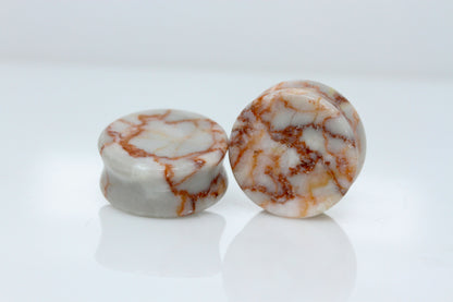 Red Net Jasper Plugs (Pair) - PH191