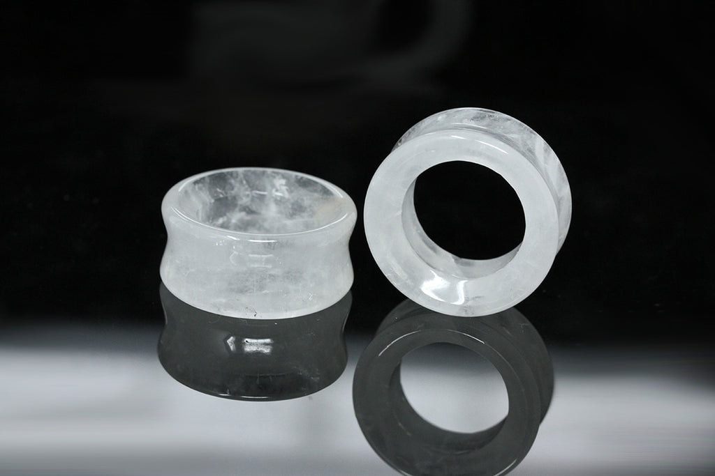 Cloudy Quartz Tunnels (Pair) - PH181