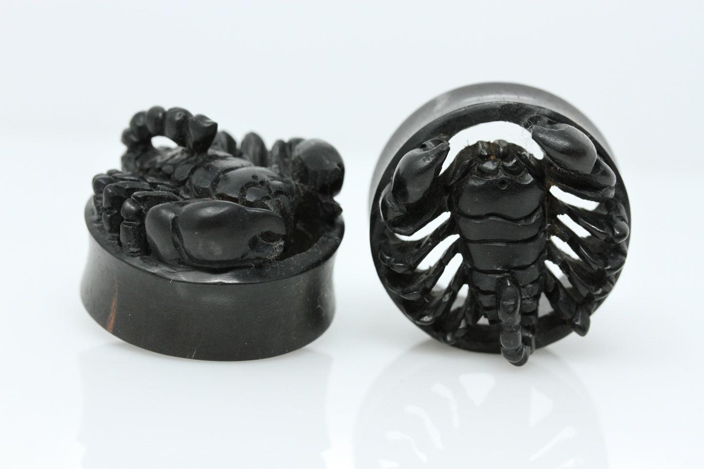 Scorpion Wooden Plugs - Hand-Carved Plugs (Pair) - PA155
