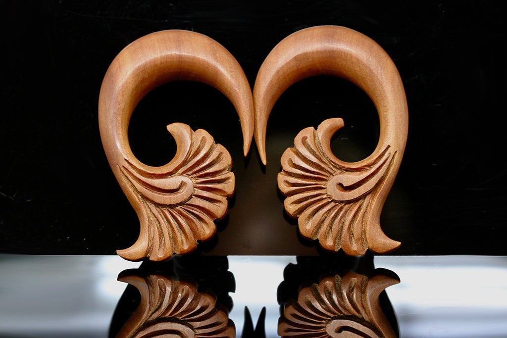 Stretch Plug Hangers - Carved Wood Ear Stretcher (Pair) - A039