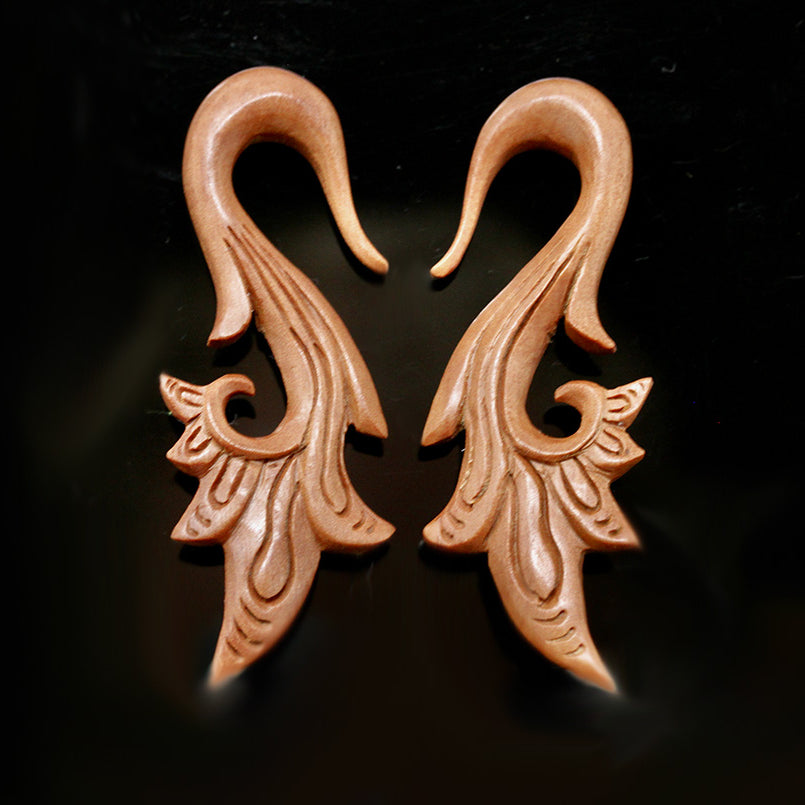 Wood Plug Stretching Hangers - Carved Ear Stretch Plug (Pair) - A003