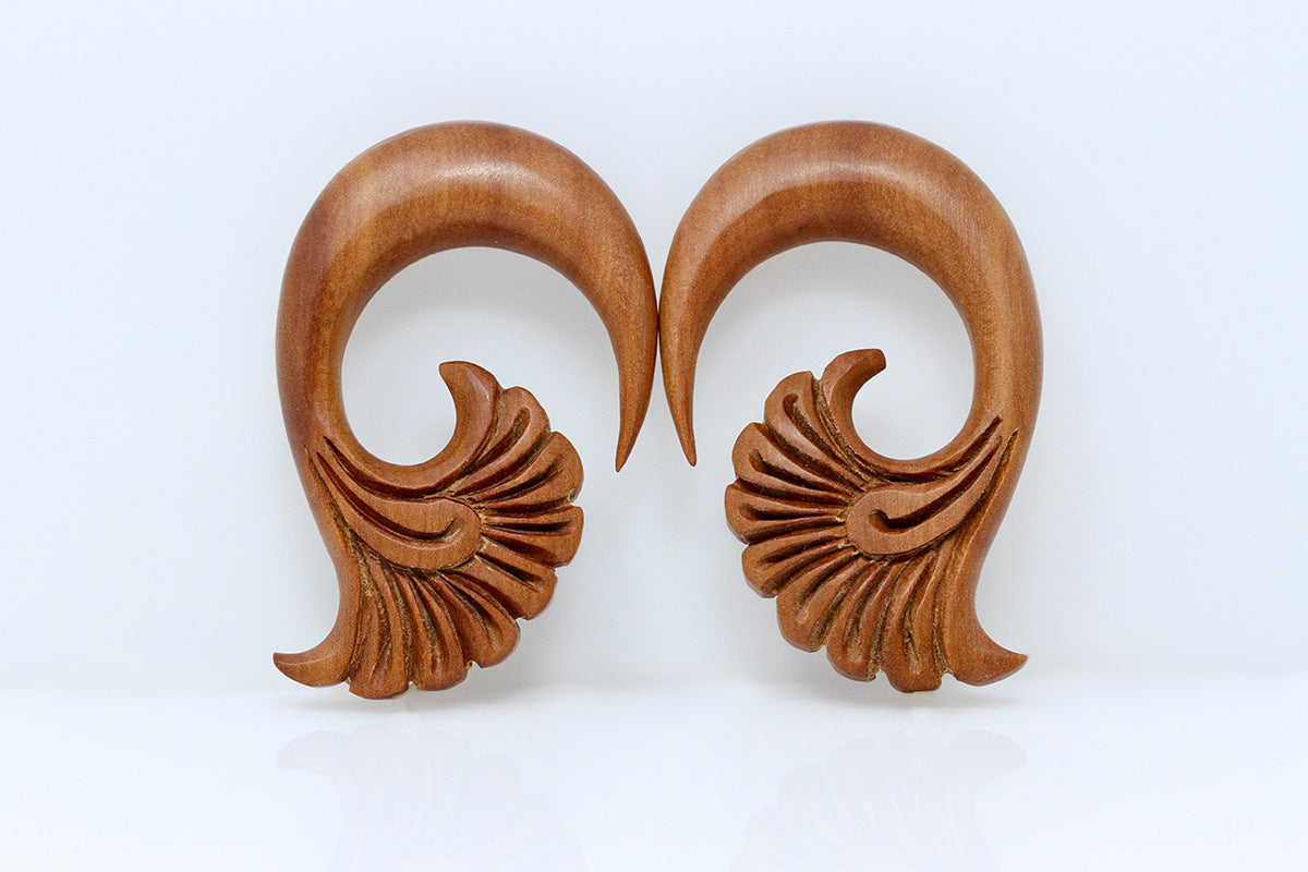 Stretch Plug Hangers - Carved Wood Ear Stretcher (Pair) - A039