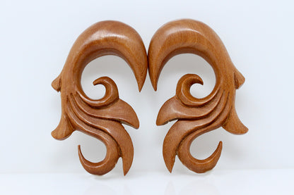 Stretch Ear Hangers Carved Wood (Pair) - A001