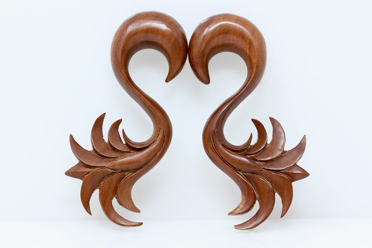 Carved Wood Ear Hangers (Pair) - A059