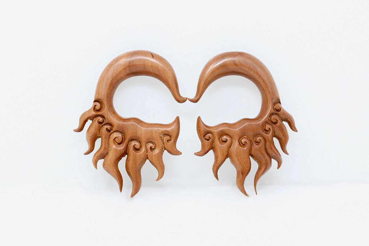 Blazing Sun Wood Hanging Plugs for Stretched Ears (Pair) - A022