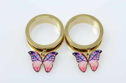 Butterfly Surpise Danglers - Screw on Tunnel (Pair) - TF089