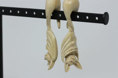 Albino Bat Twisting Hangers - Crocodile Wood (Pair) - E019