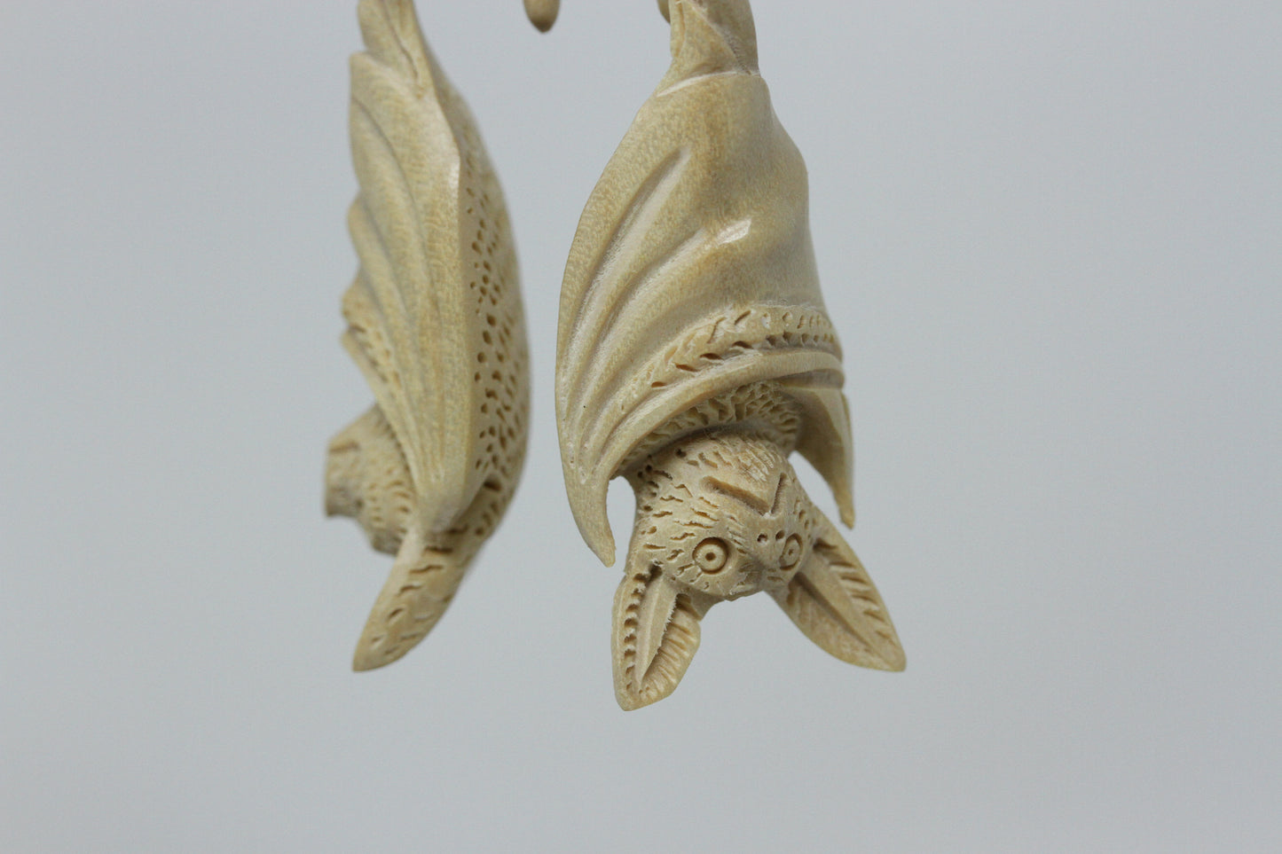 Albino Bat Twisting Hangers - Crocodile Wood (Pair) - E019