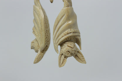 Albino Bat Twisting Hangers - Crocodile Wood (Pair) - E019