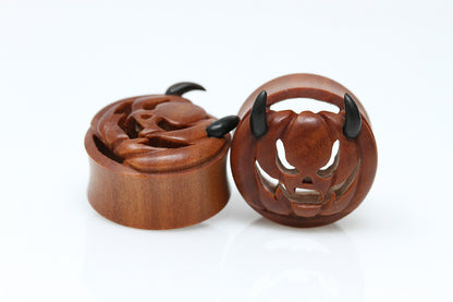Devil Pumpkin Plugs - Wood Pumpkin Plugs (Pair) - PA180