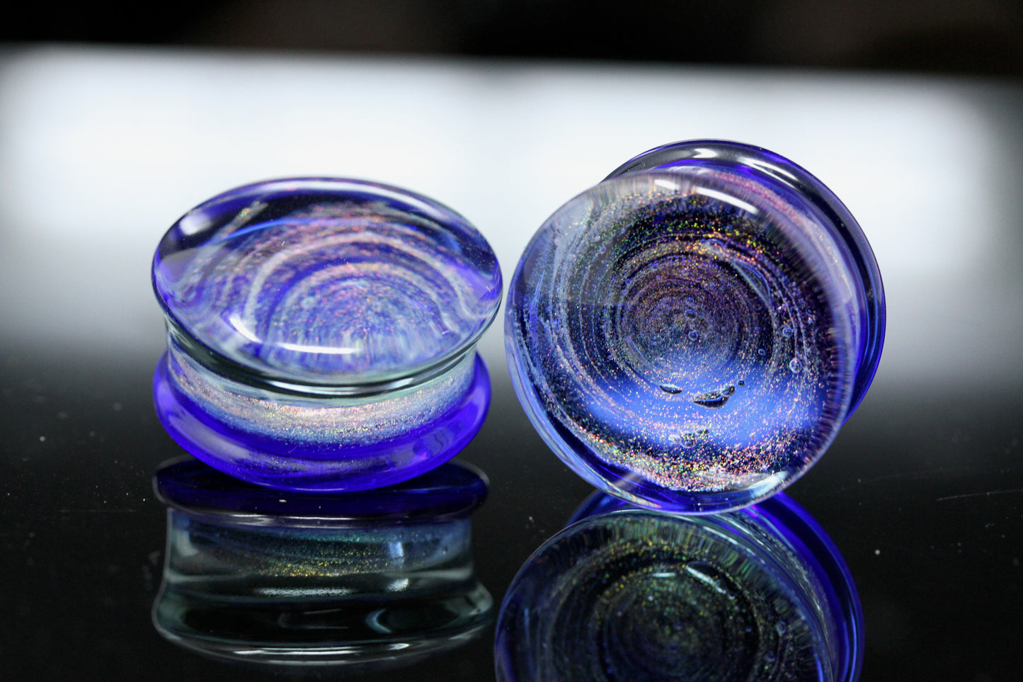 Purple Cyclone Glass Plugs (Pair) - G073