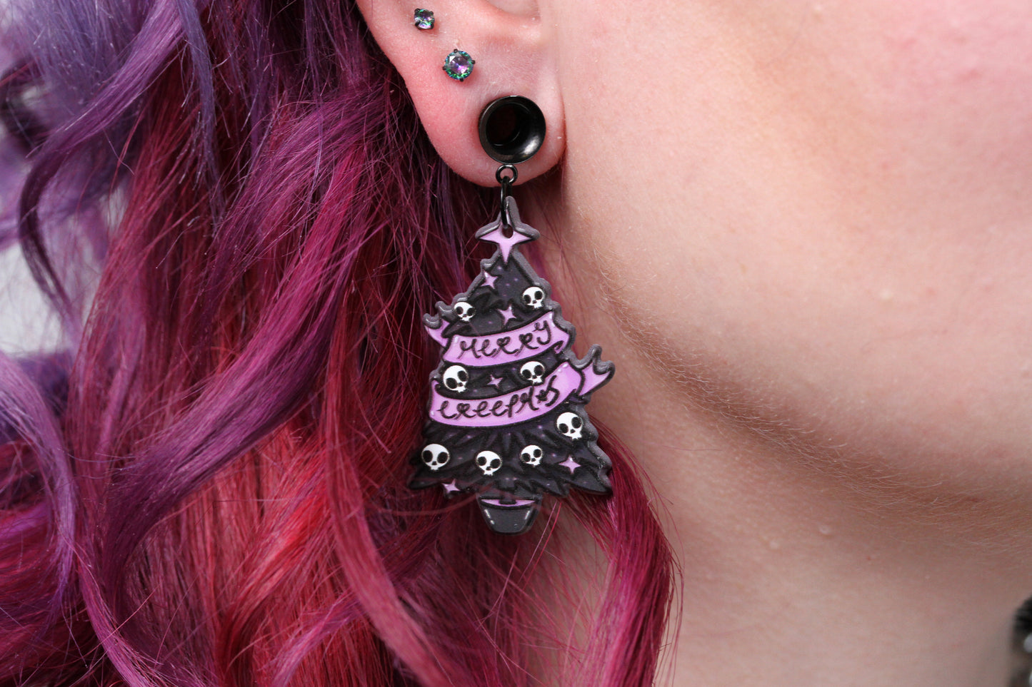 Merry Creepmas Stainless Steel Danglers - Screw on Tunnel (Pair) - TF148