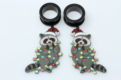Xmas Trash Panda Stainless Steel Danglers - Screw on Tunnel (Pair) - TF153