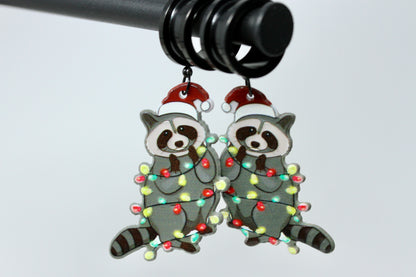 Xmas Trash Panda Stainless Steel Danglers - Screw on Tunnel (Pair) - TF153