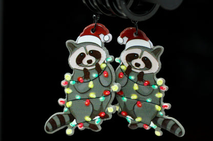 Xmas Trash Panda Stainless Steel Danglers - Screw on Tunnel (Pair) - TF153