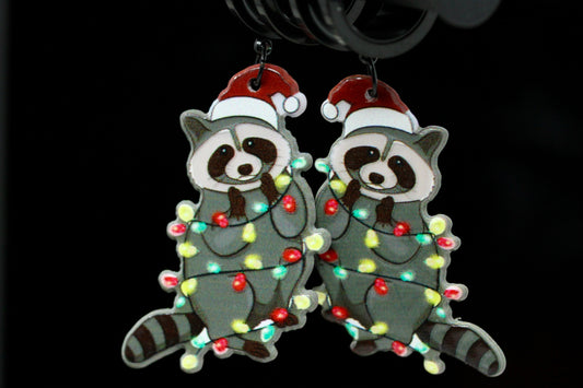 Xmas Trash Panda Stainless Steel Danglers - Screw on Tunnel (Pair) - TF153